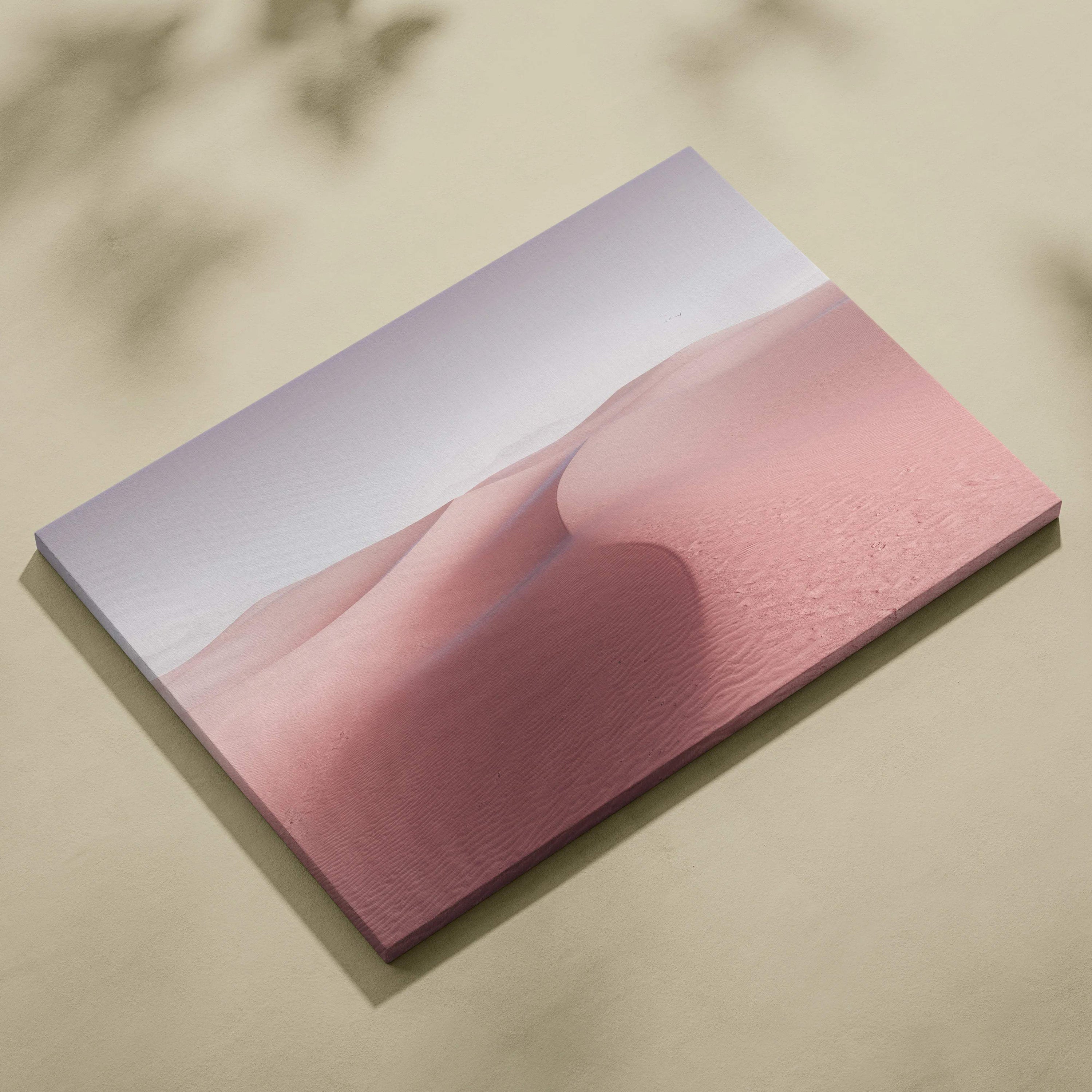 Soft pink desert dunes minimalist canvas wall art with pale sky
