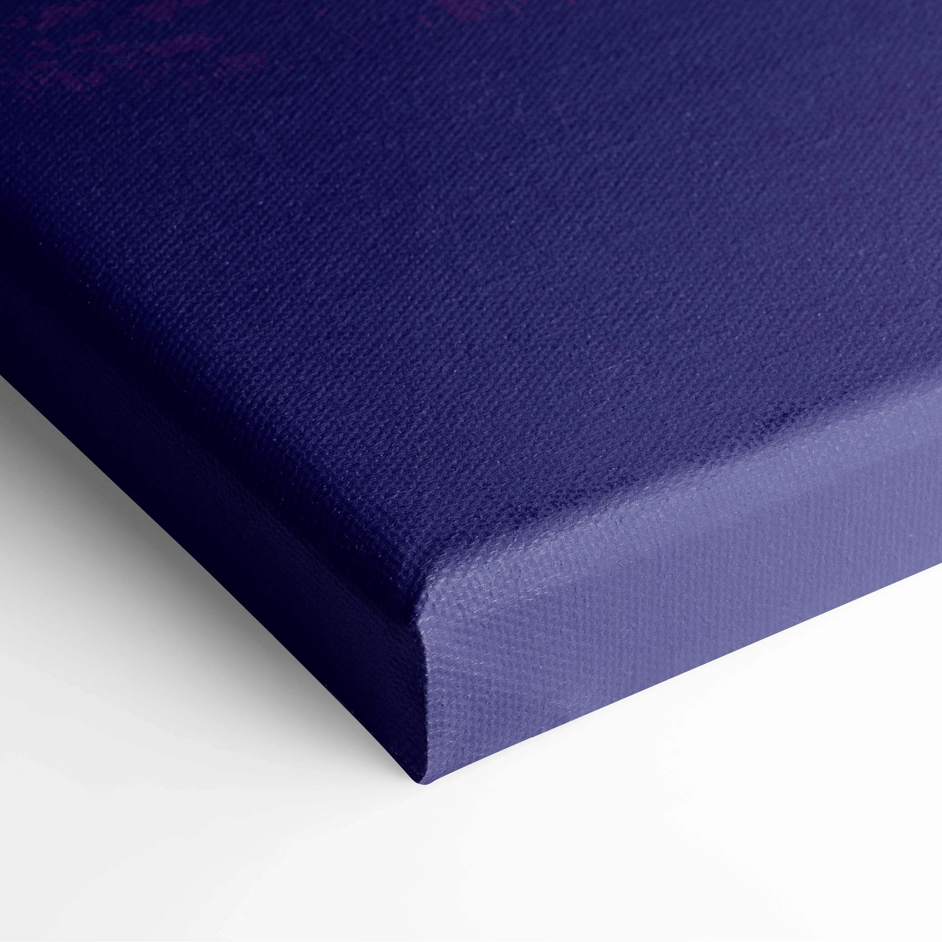 Deep navy blue textured canvas print of stylized deer sunset ridge art