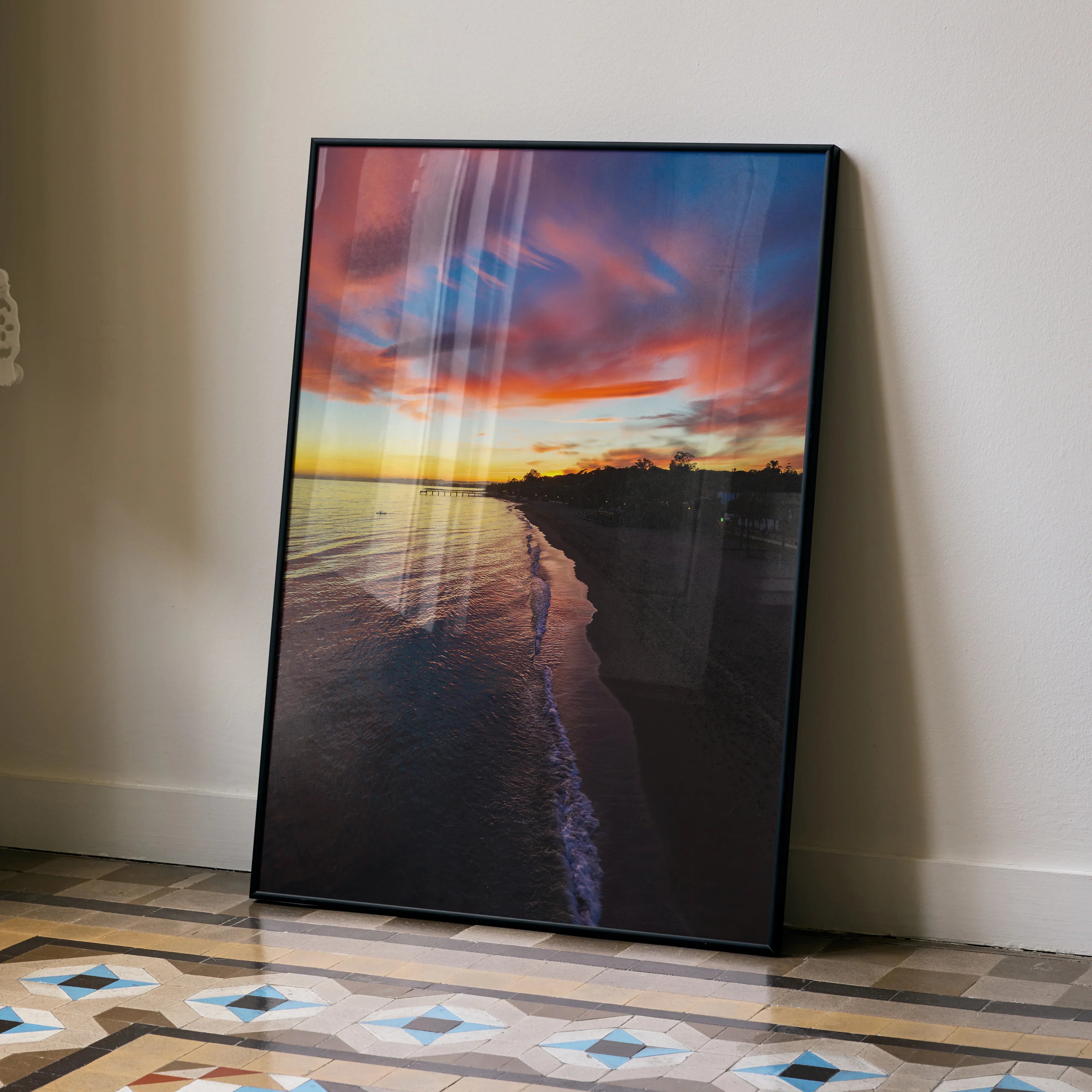 Vibrant Beach Sunset Poster for Wall Art Decor | Vertical - Throttle Designs