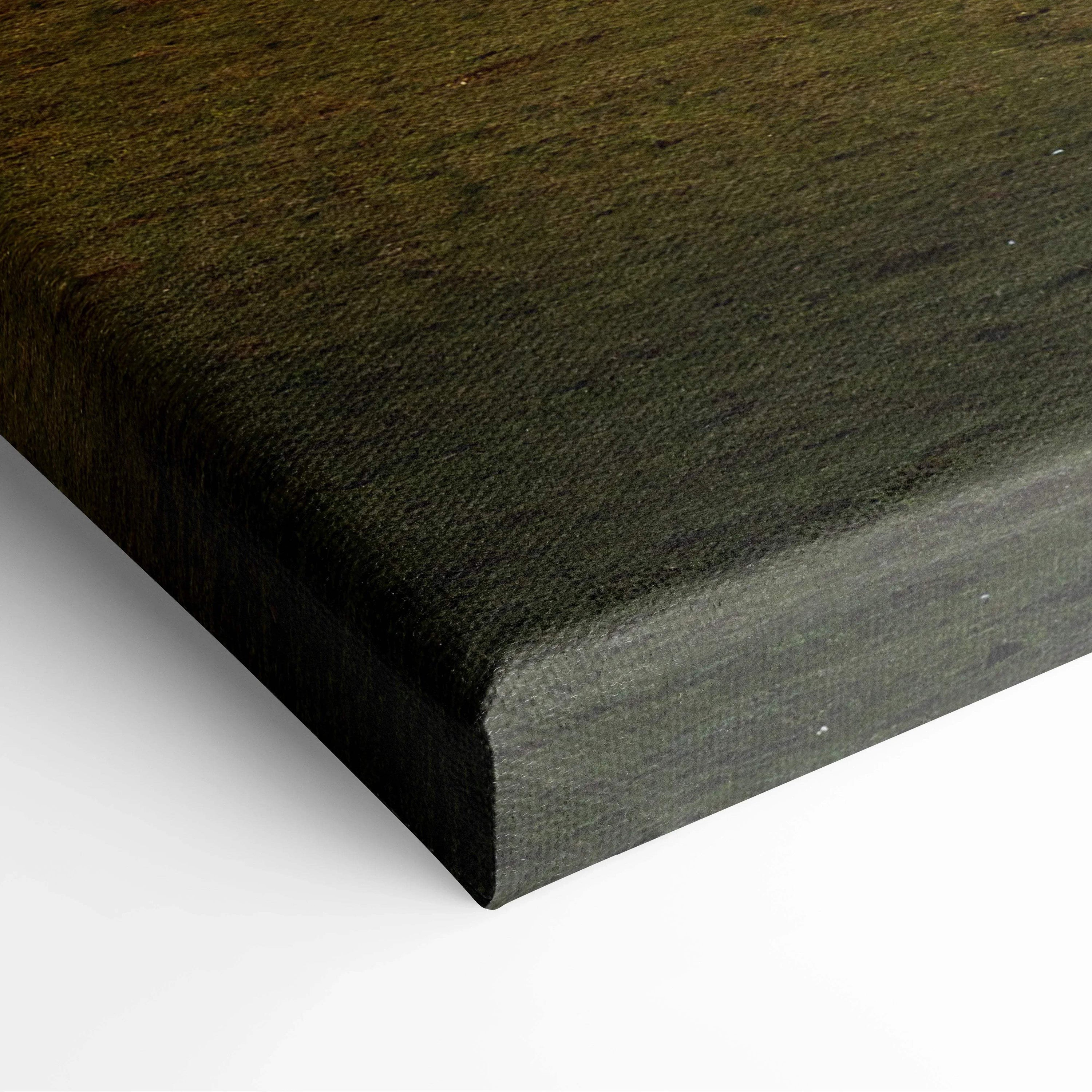 Close-up of dark textured canvas edge showcasing premium wall art quality.