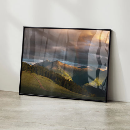 Majestic Mountains Sunset Wall Art Poster - Throttle Designs