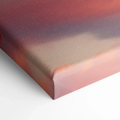 Canvas wall art featuring a gradient tropical sunset with soft pink, purple, and orange hues wrapping around the edges.