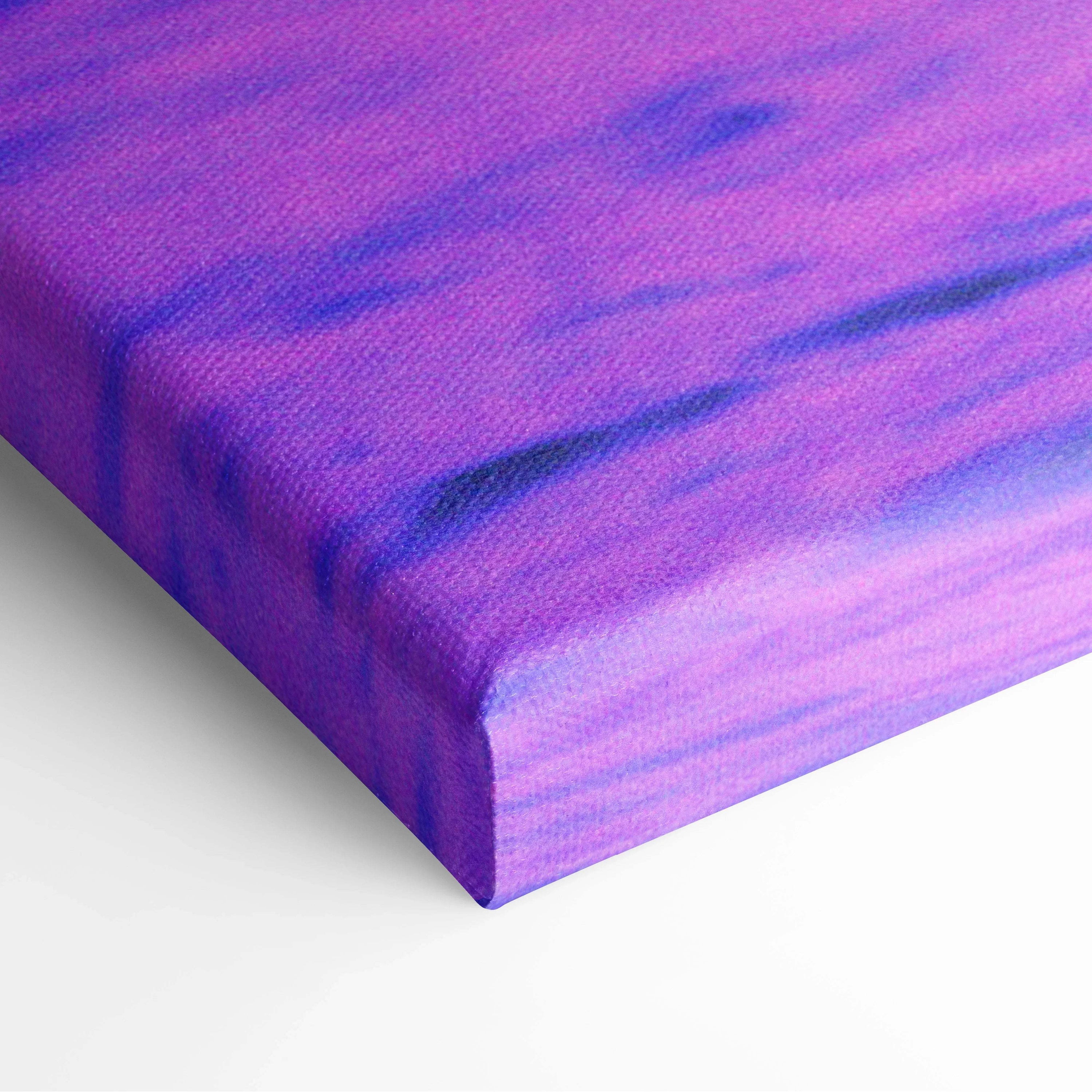 Retrowave flamingo palm trees neon sunset canvas art purple blue gradient textured print