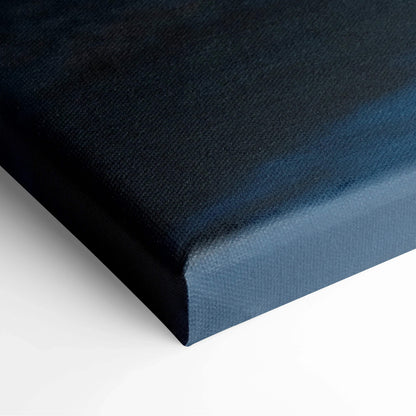Dark blue gradient textured canvas print of surreal sci-fi twilight landscape