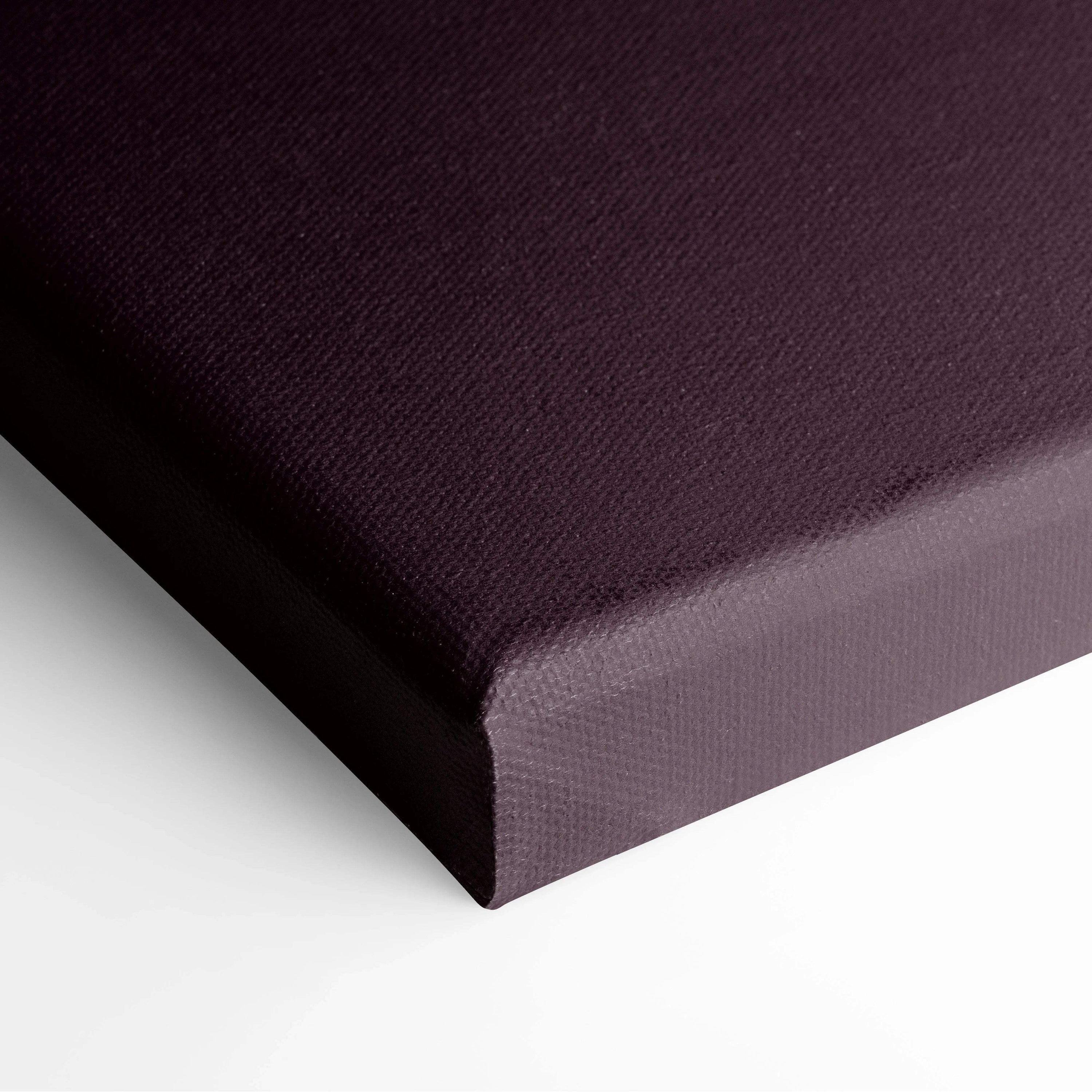 Deep purple textured woven canvas with raised edges, minimalist abstract landscape art